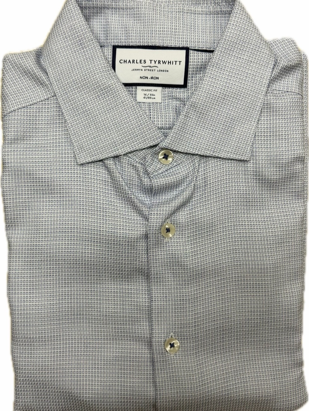 Charles Tyrwhitt Light Blue/Gray Micro-Check Non-Iron Dress Shirt